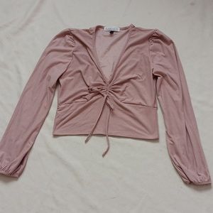 Pink Ruched Tie Top